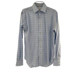 Lorenzo Uomo Mens Regular Fit Blue Checkered‎ Dress Shirt 15 1/2 34-35